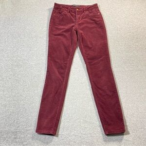 Poured in Blue Corduroy Pants Womens Sz 7 Maroon Low Rise Skinny Soft Casual
